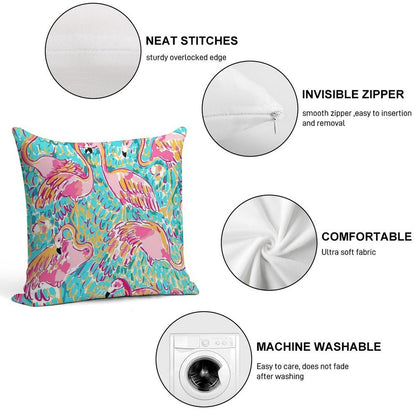 Sweet Flamingo Soft Washable Throw Pillow