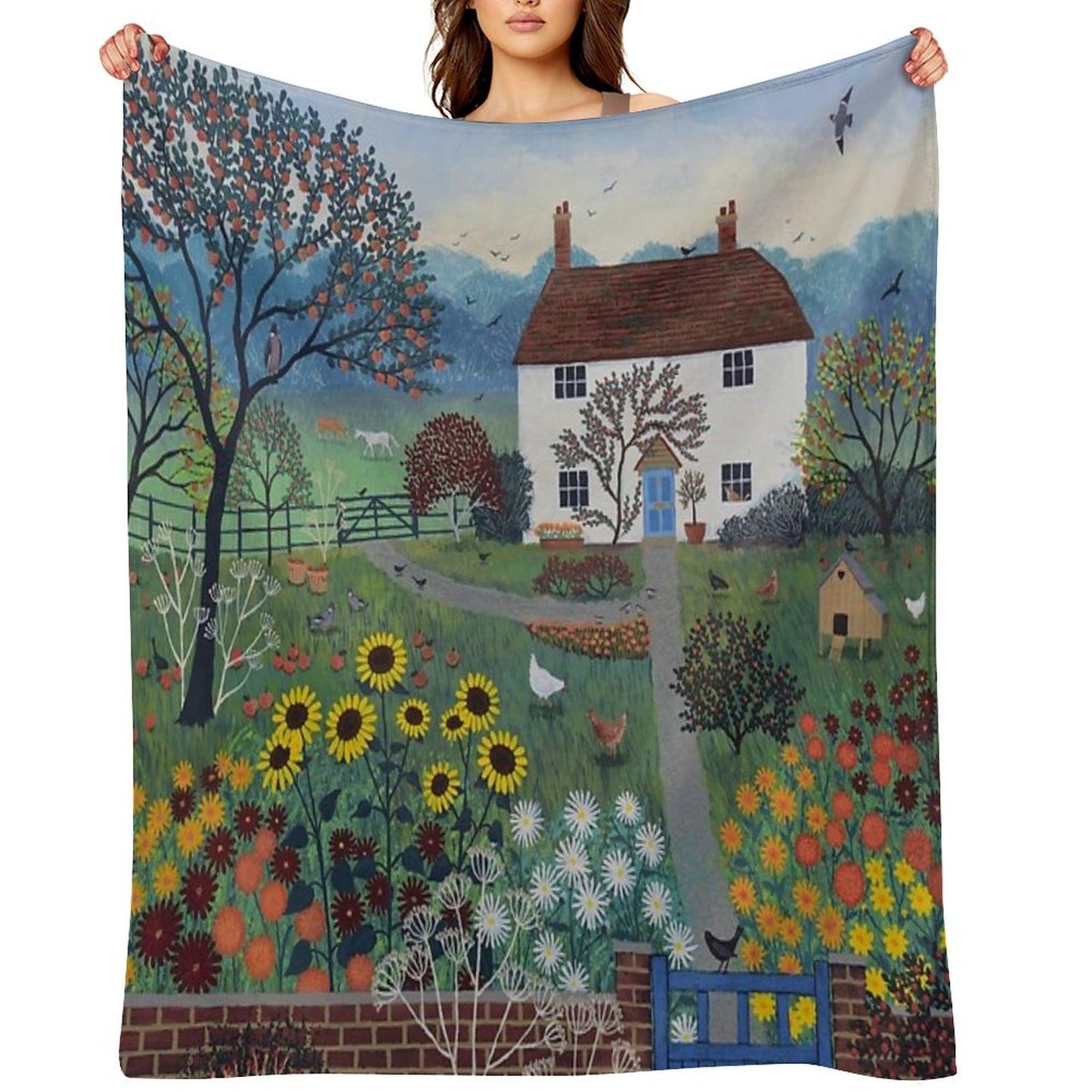 Apple Tree Cottage Throw Blanket