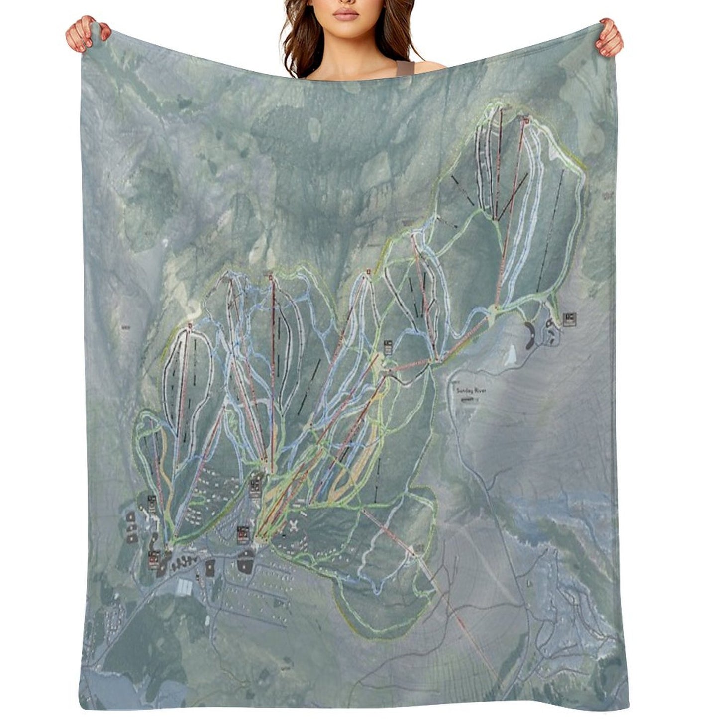 Sunday River Resort Trail Map Throw Blanket
