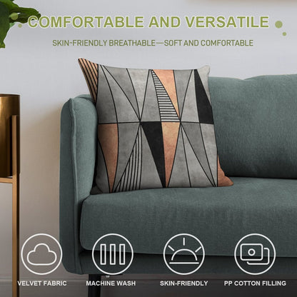 Concrete And Copper Triangles Soft Reinforced Edging Throw Pillow