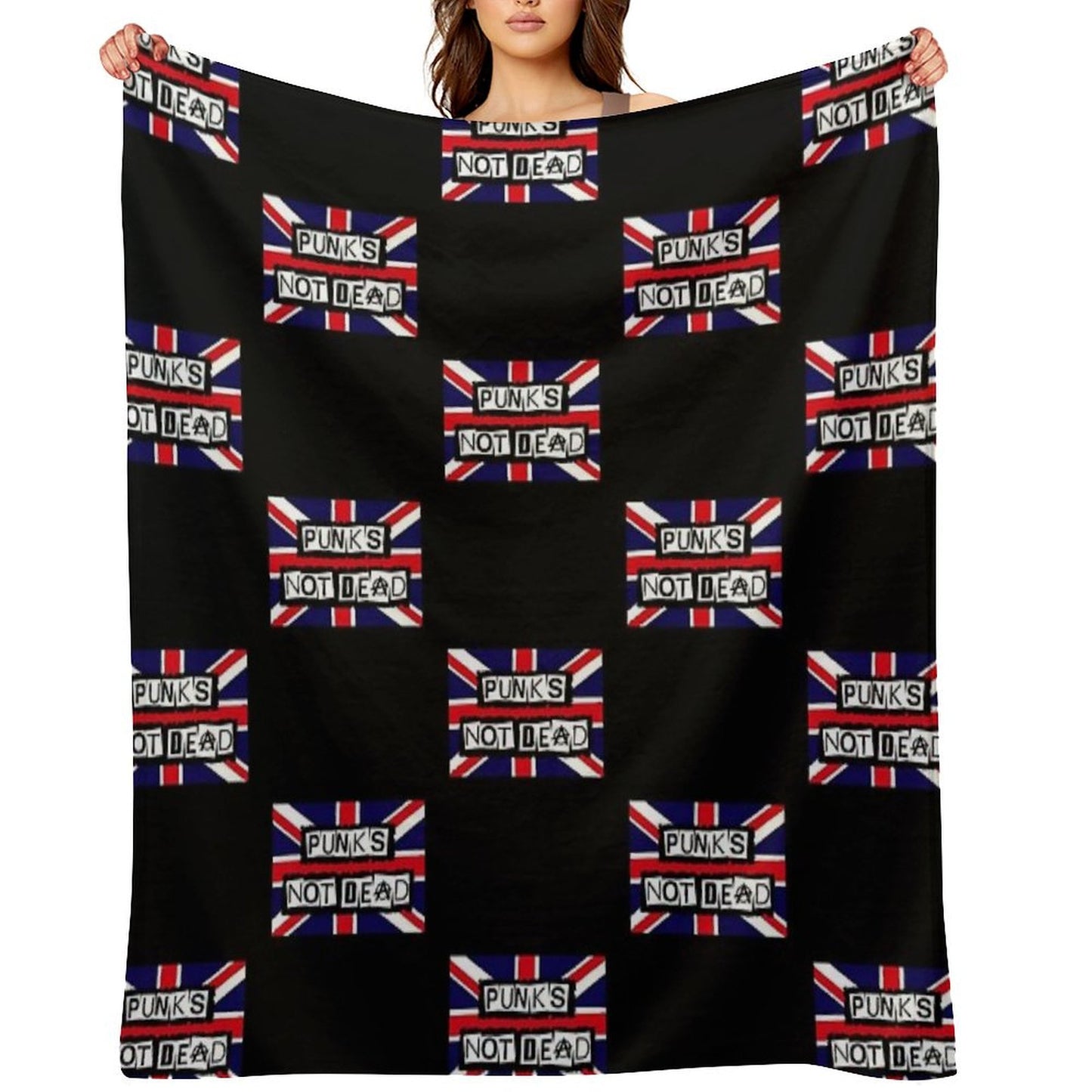 Union Jack. Punks Not Dead Throw Blanket
