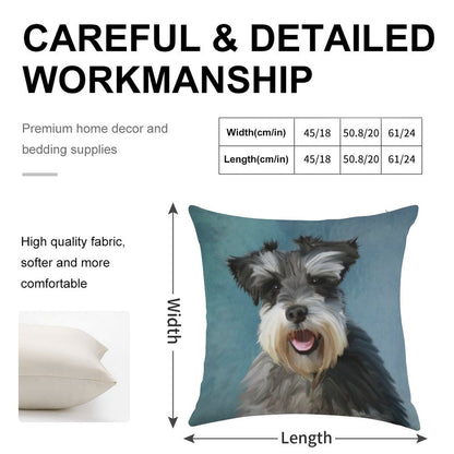 Miniature Schnauzer Dog Water Color Art Painting Linen Throw Pillow Cover
