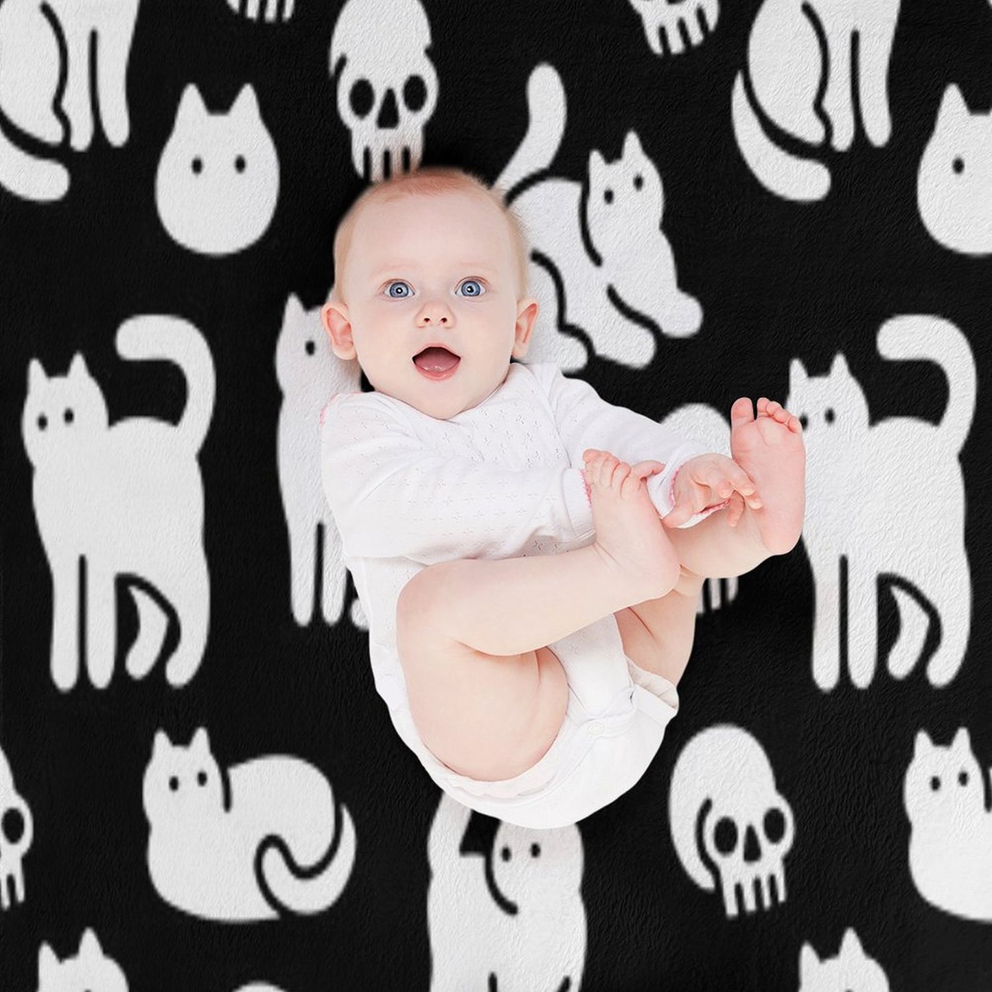 Cats And Skulls Pattern Throw Blanket