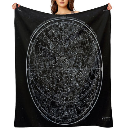 Constellations of The Northern Hemisphere  Pale Blue On Black Throw Blanket