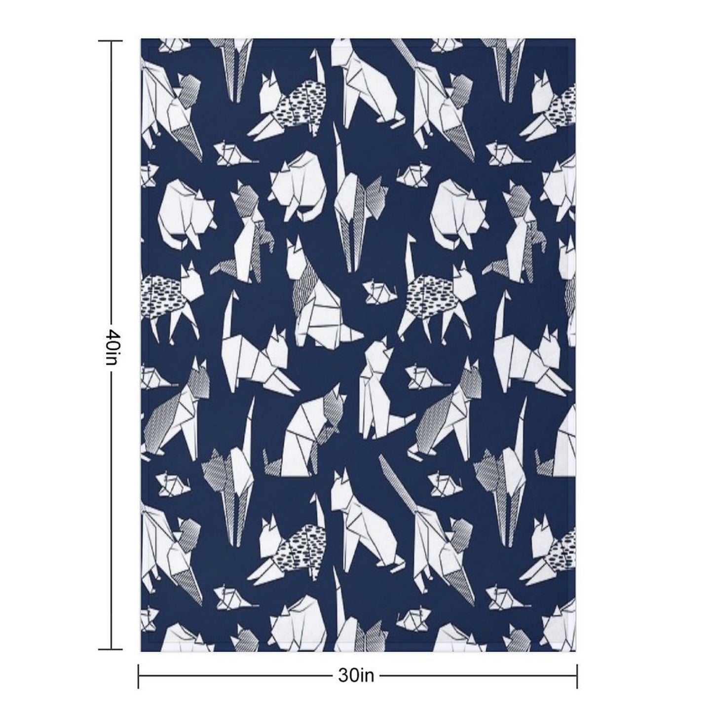 Origami Kitten Friends  Blue Navy Background Paper Cats Throw Blanket