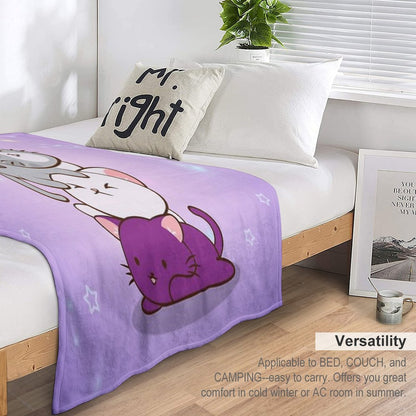Ace Pride Kawaii Cats LGBTQ Asexual Throw Blanket