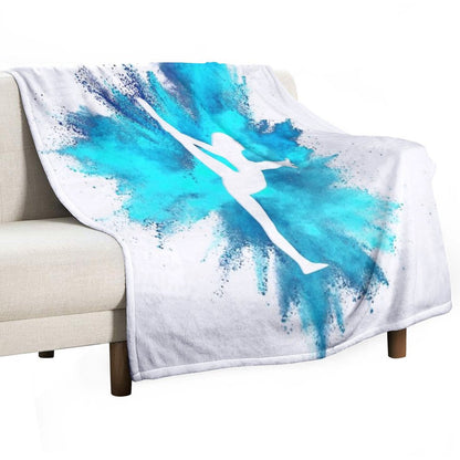 Gymnast Silhouette - Blue Explosion Throw Blanket