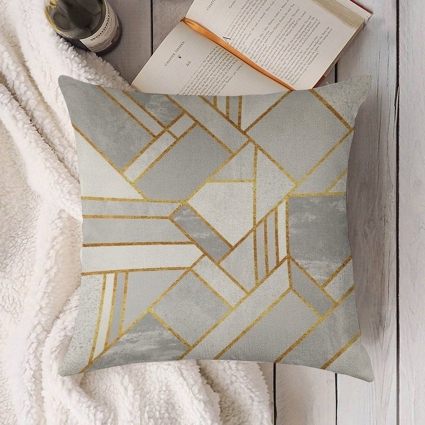 Gold City Linen Throw Pillow Cover