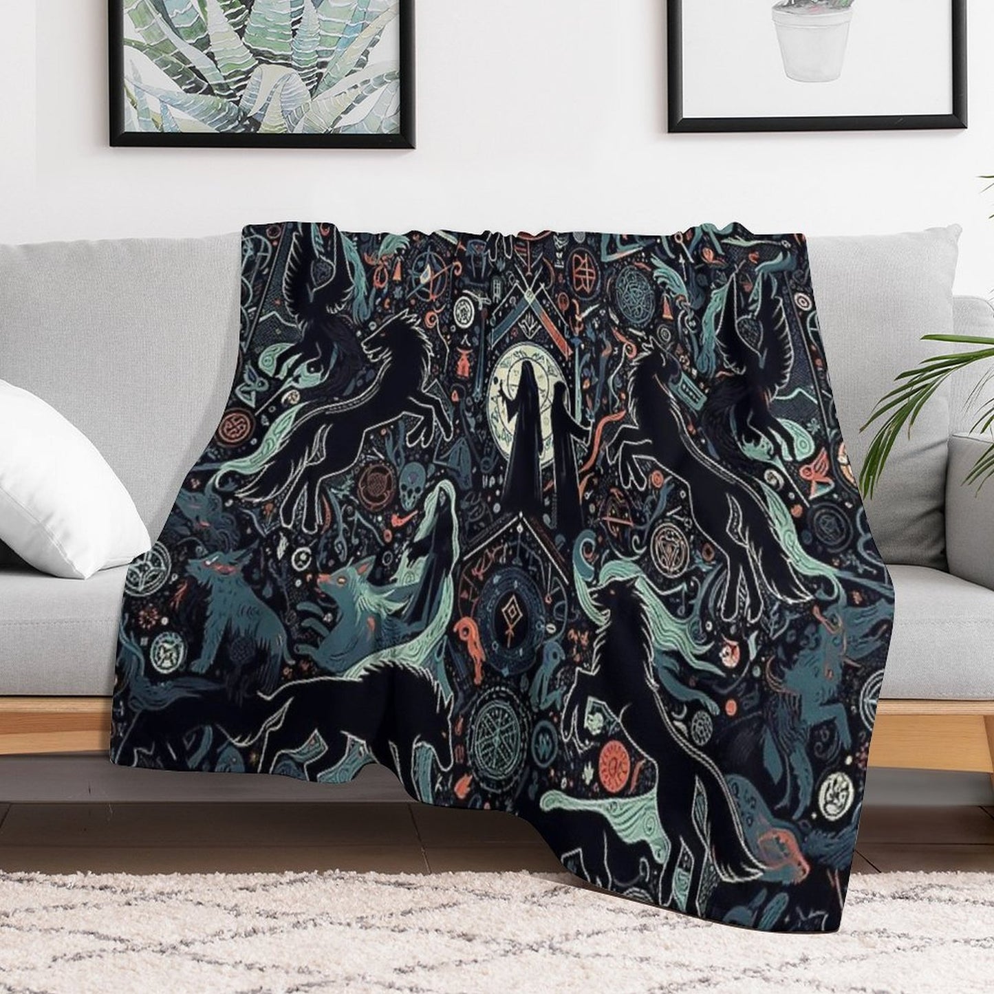 Winged Guardians of The Occult Throw Blanket