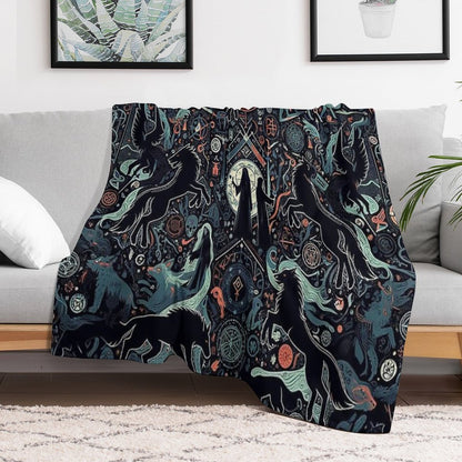 Winged Guardians of The Occult Throw Blanket