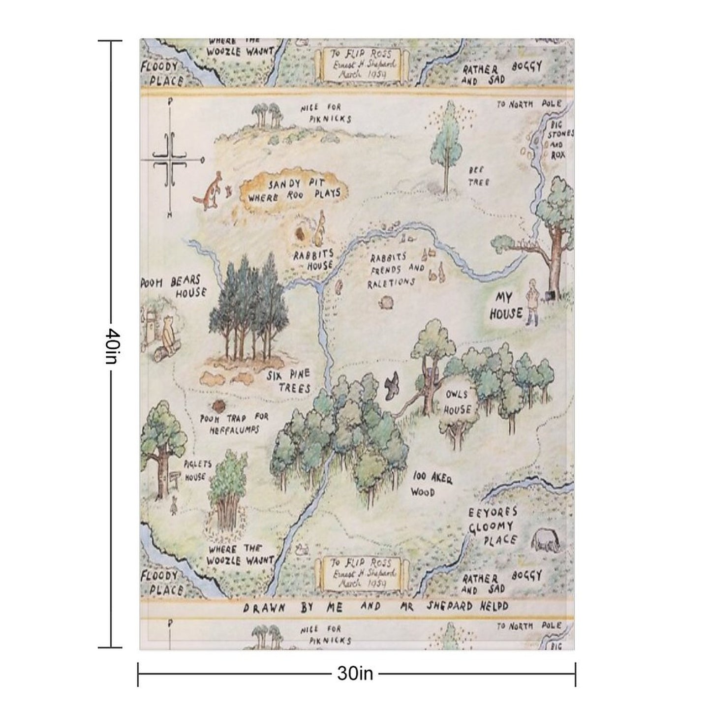 Hundred Acre Wood Map Throw Blanket