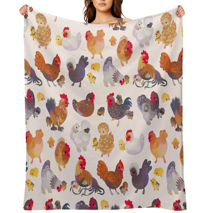 Chicken And Chick - Pastel Throw Blanket