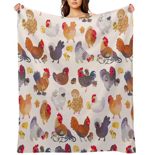 Chicken And Chick - Pastel Throw Blanket