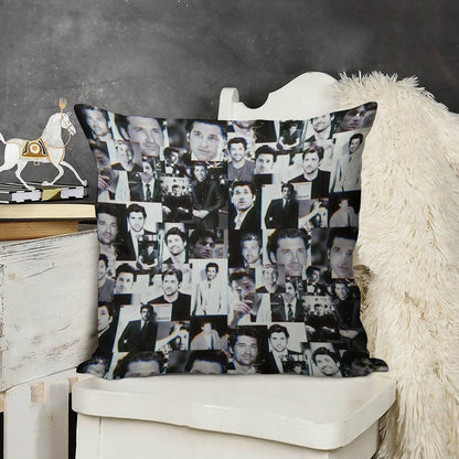 Patrick Dempsey Collage Linen Throw Pillow Cover