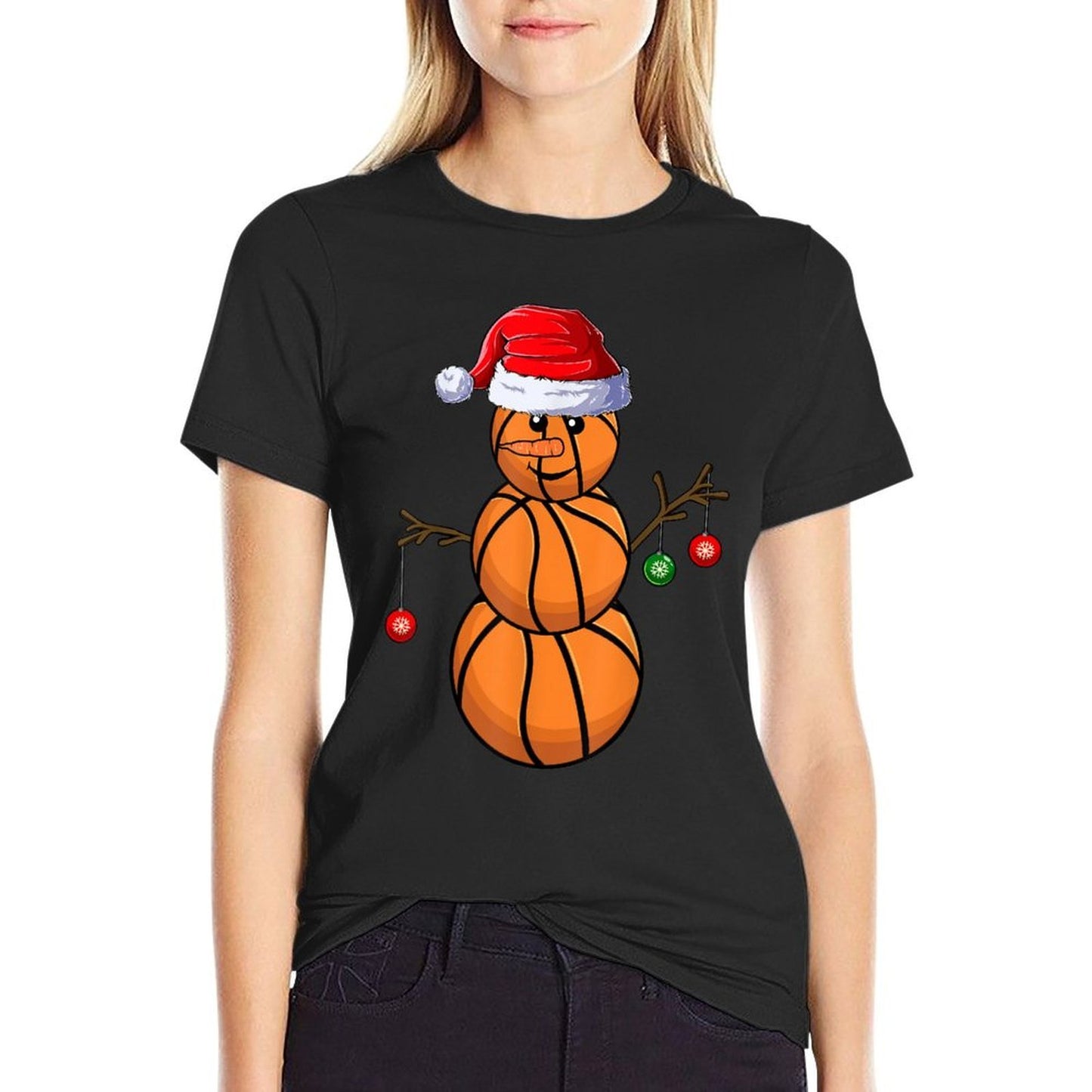 Basketball Snowman Balls Christmas Pajama For Men Boys Kid  Moisture-wicking T-Shirt