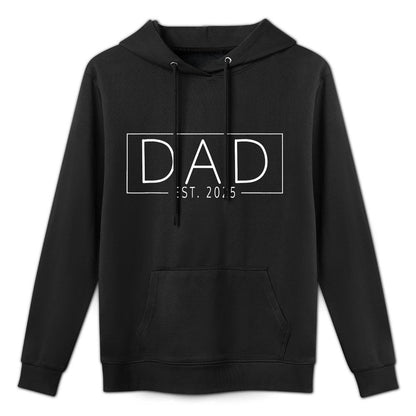 Dad Est. 2025 Expect Baby 2025, Father 2025 New Dad 2025, Small, Black Adjustable Hood Hoodie
