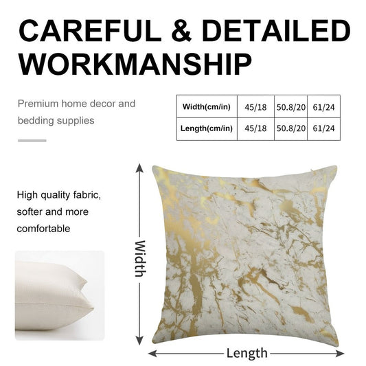 Gold Marble on White (original Height Quality Print) Linen Throw Pillow Cover