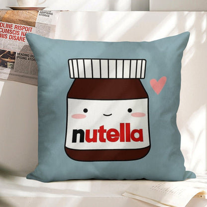 Cute Nutella Jar Linen Throw Pillow Cover