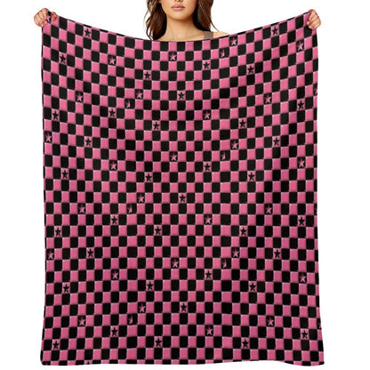 Emo Black And Pink Stars Throw Blanket