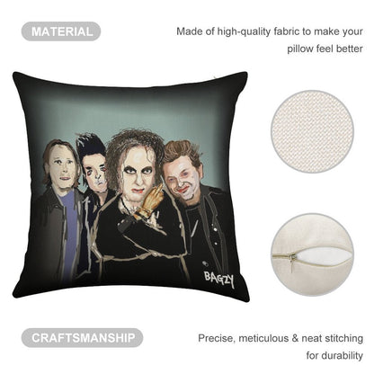 Original Fan Art, Drawing by Bagzy, Goth Rock, Alternative Music, 80s Linen Throw Pillow Cover