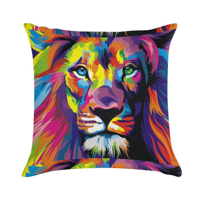 Banksy Rainbow Lion Graffiti Pop Art Painting Soft Short Plush Fabric Throw Pillow