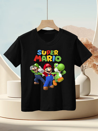 Super Mario Luigi Mario And Yoshi Group Shot Kids T-Shirt