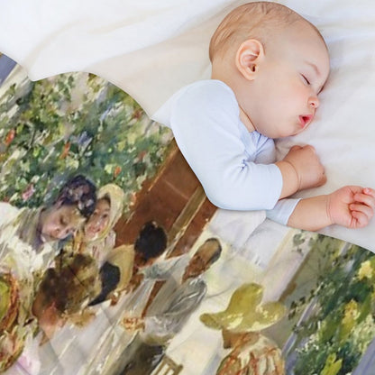 Joaquín Sorolla - Sewing The Sail Throw Blanket