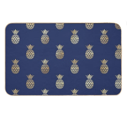 Navy And Gold Pineapples Bath Mat