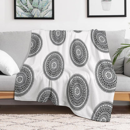 Mandala Black And White by Hayley Lauren Design Throw Blanket