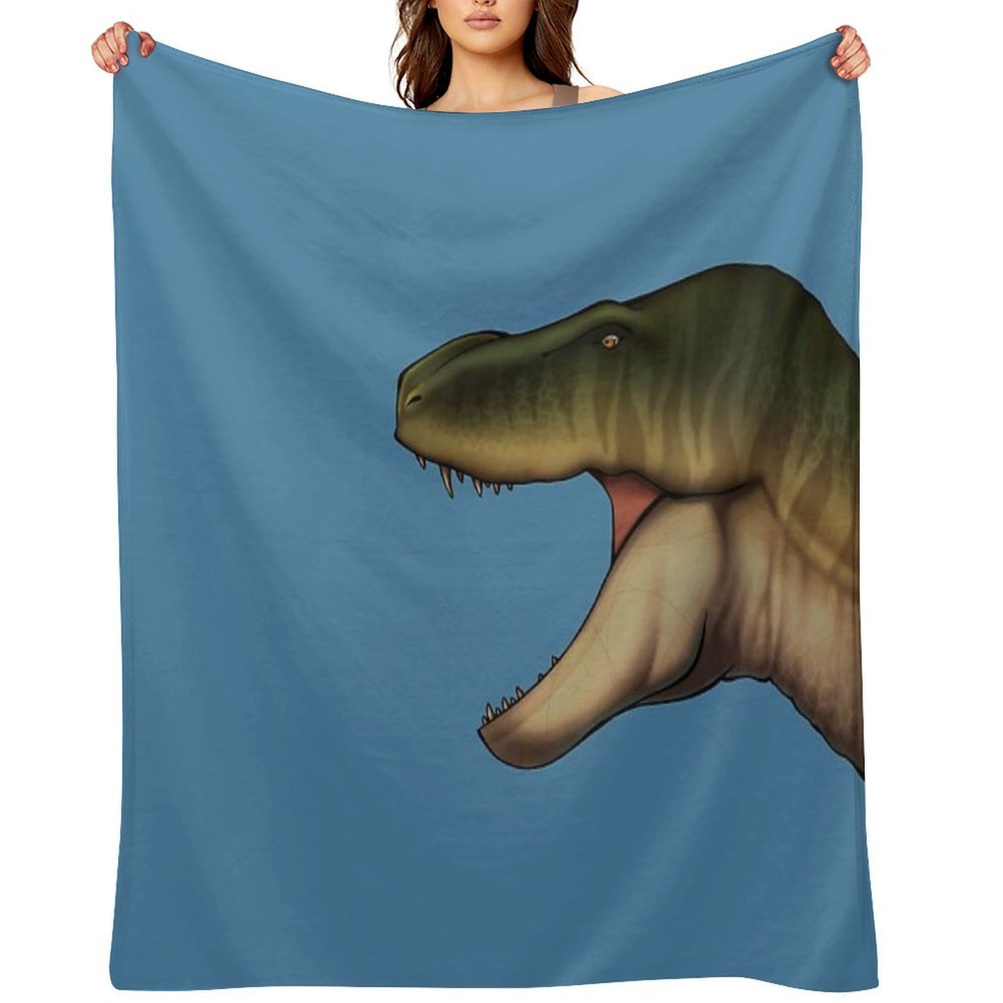 Trex Head, Dinosaur Color Drawing Throw Blanket