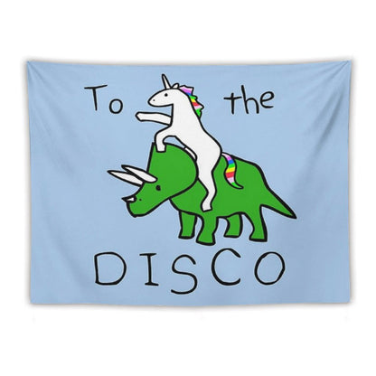 To The Disco (Unicorn Riding Triceratops) Tapestry