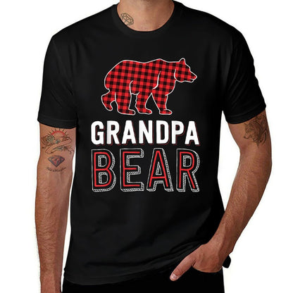 Grandpa Bear Red Buffalo Plaid Matching Family Christmas  Polyester Blend T-Shirt