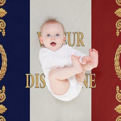 Napoleonic French Regimental Flag Valeur Et Discipline Throw Blanket