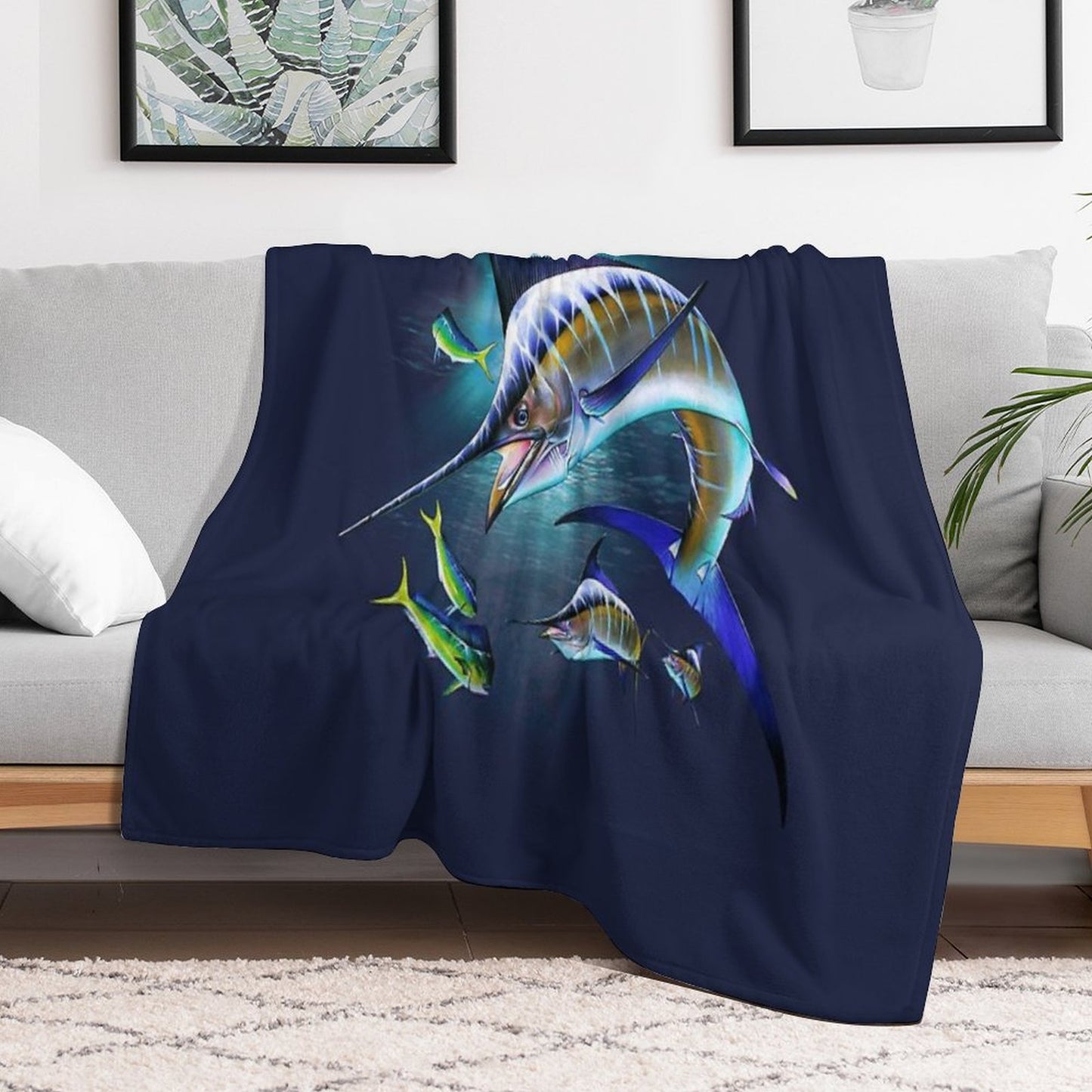 Marlin And Mahi Mahi Throw Blanket
