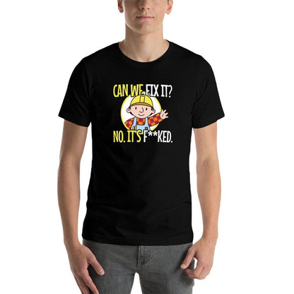 Can We Fix It Funny Repair Man  Heathered Texture T-Shirt