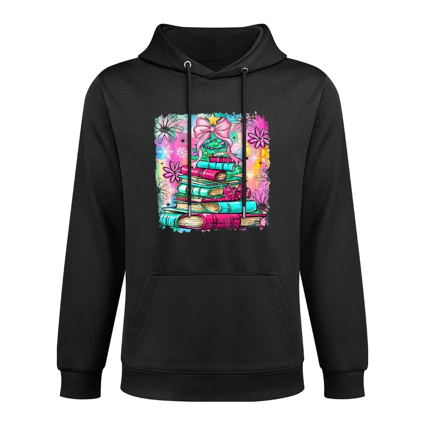 Book Christmas Tree Lights Teacher Librarian Book Lovers Customizable Surface Hoodie