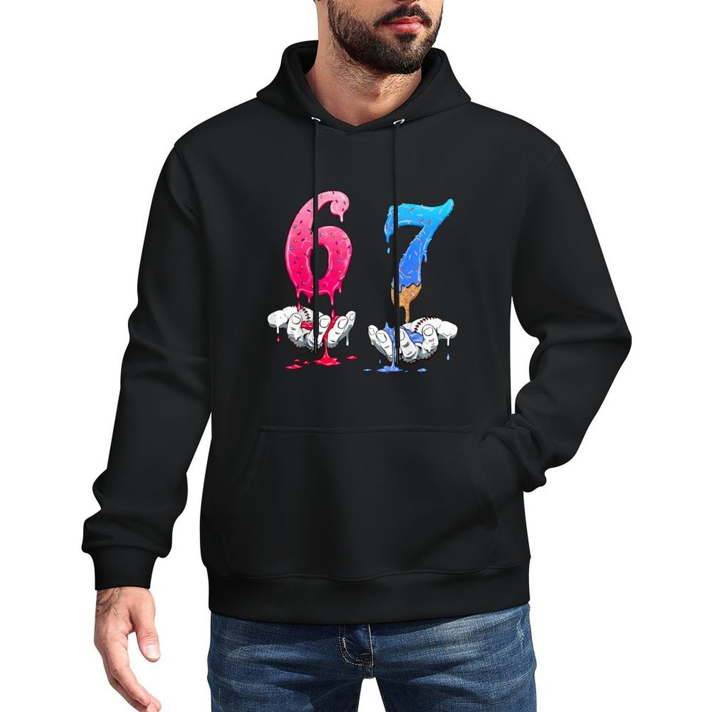 Six Seven Ice Cream Drip Sports Cool Meme 67 Funny Number Shrink-Resistant Hoodie