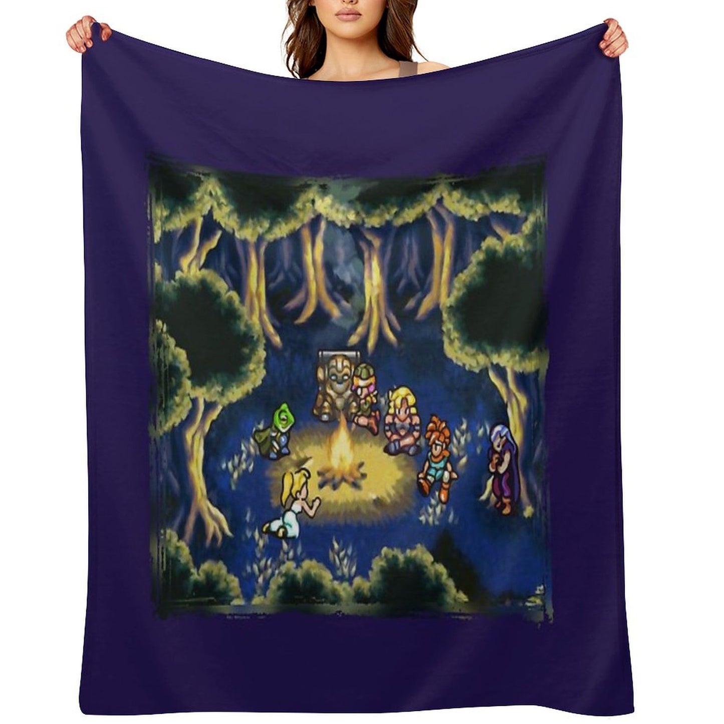 Chrono Trigger Camping Scene Throw Blanket