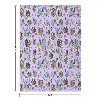 Sloths in Purple Throw Blanket