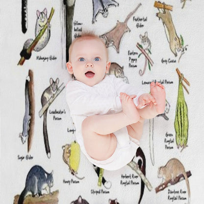 Possums of Australia (with Names) Throw Blanket
