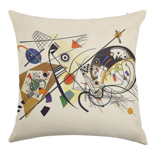 HD. Transverse Lines (1923), by Wassily Kandinsky Linen Throw Pillow Cover