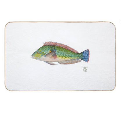 Green Parrot Fish Bath Mat
