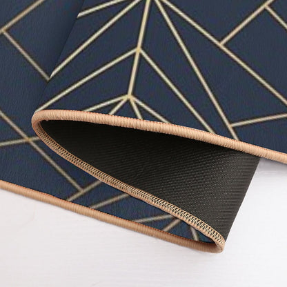 Elegant Geometric Copper Navy Blue Bath Mat