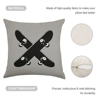 Skate X Linen Throw Pillow Cover
