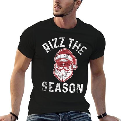 Rizz The Season Funny Christmas Rizzmas Santa Claus Rizzler  Polyester Blend T-Shirt