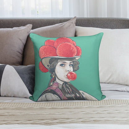 Black Forest Girl Emma with Bubblegum Soft Ultra-Soft Texture Throw Pillow