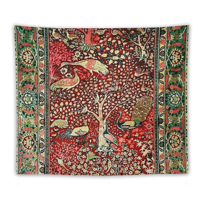 Antique Persian Rug Bird Tree Flowers Ca. 1600 Print Tapestry