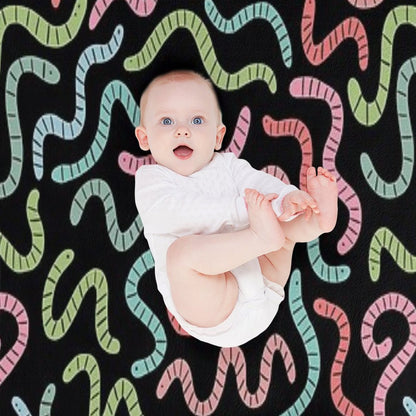 Cute Compost Earthworms. Funny Worms. Throw Blanket