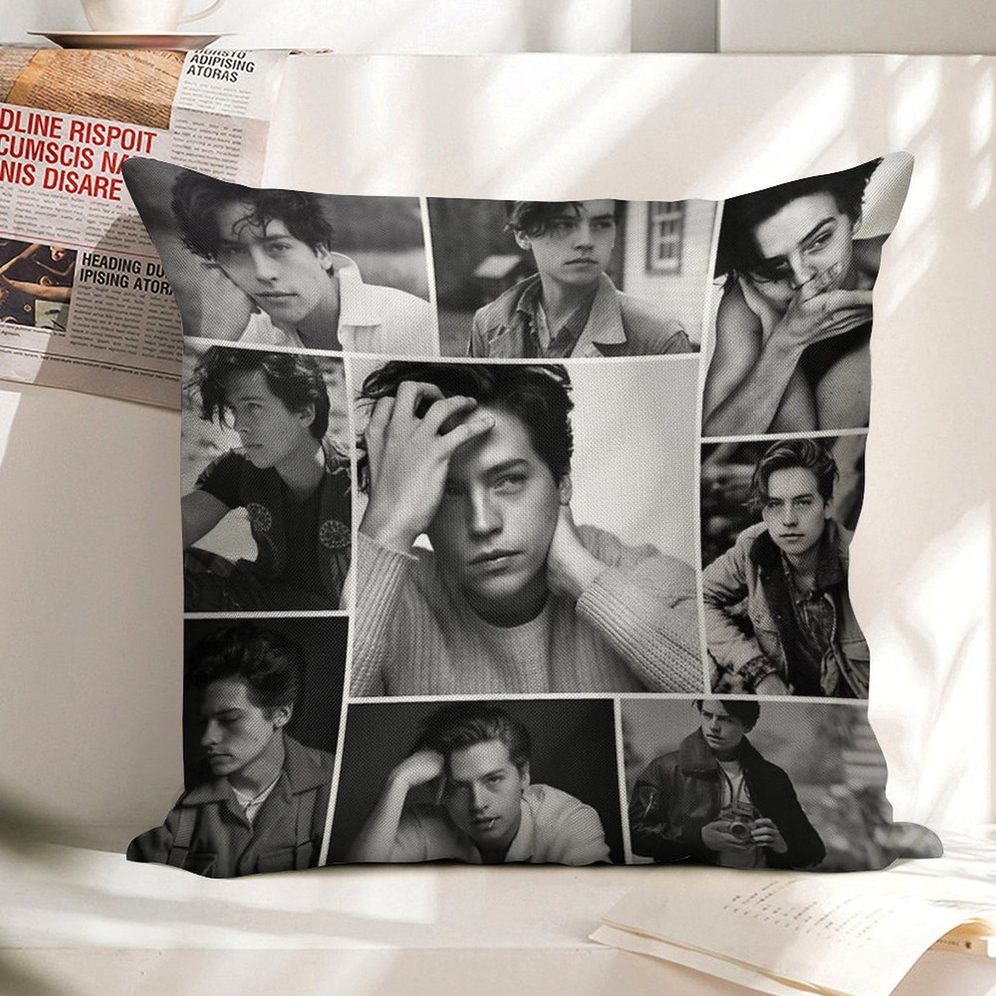 Cole Sprouse Black And White Linen Throw Pillow Cover