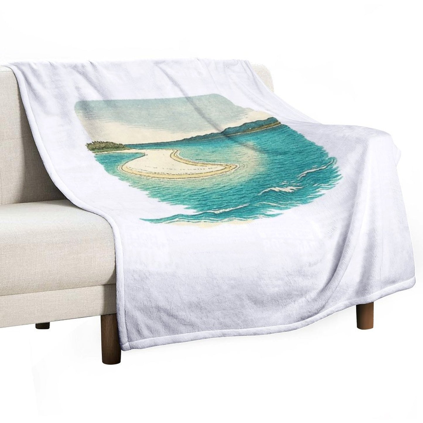 Sandbar Seascape Art  Serene Coastal View - Retro Island Vibes Throw Blanket
